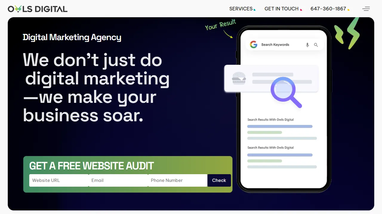 Screenshot of Owls Digital Marketing Agency Toronto