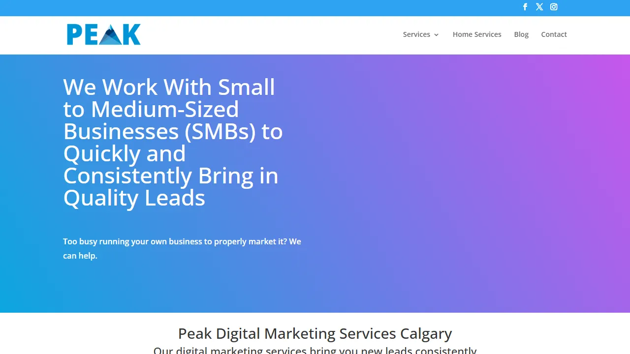 Screenshot of Peak Digital Marketing