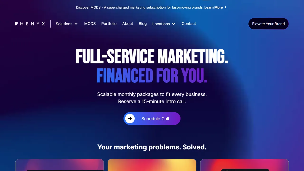 Screenshot of PHENYX Digital Marketing Agency