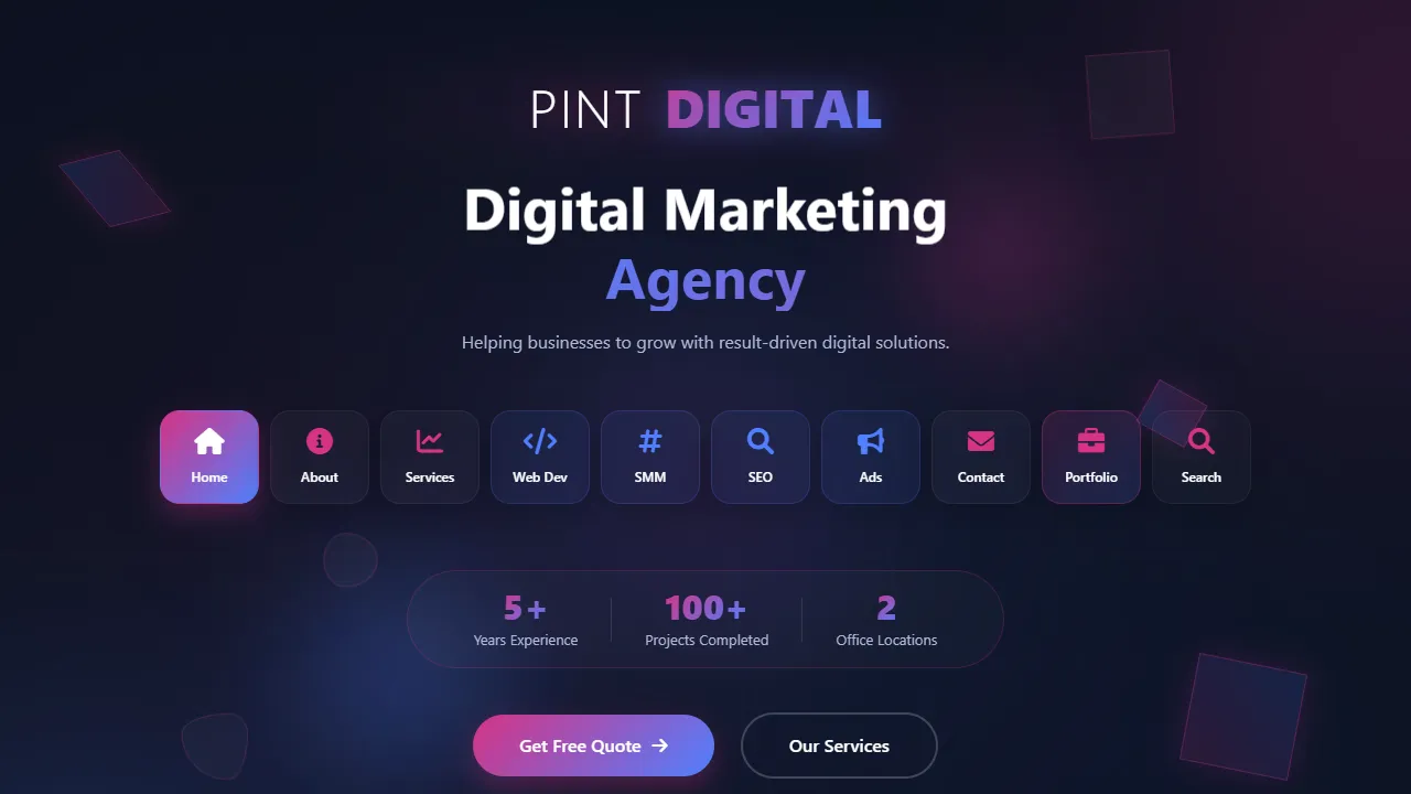 Screenshot of PINT DIGITAL MARKETING COMPANY