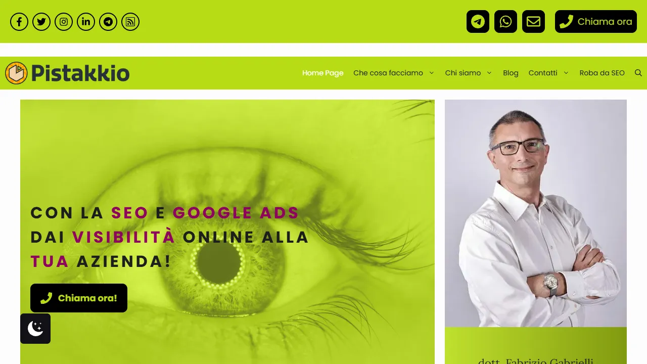 Screenshot of Pistakkio Marketing - Agenzia SEO