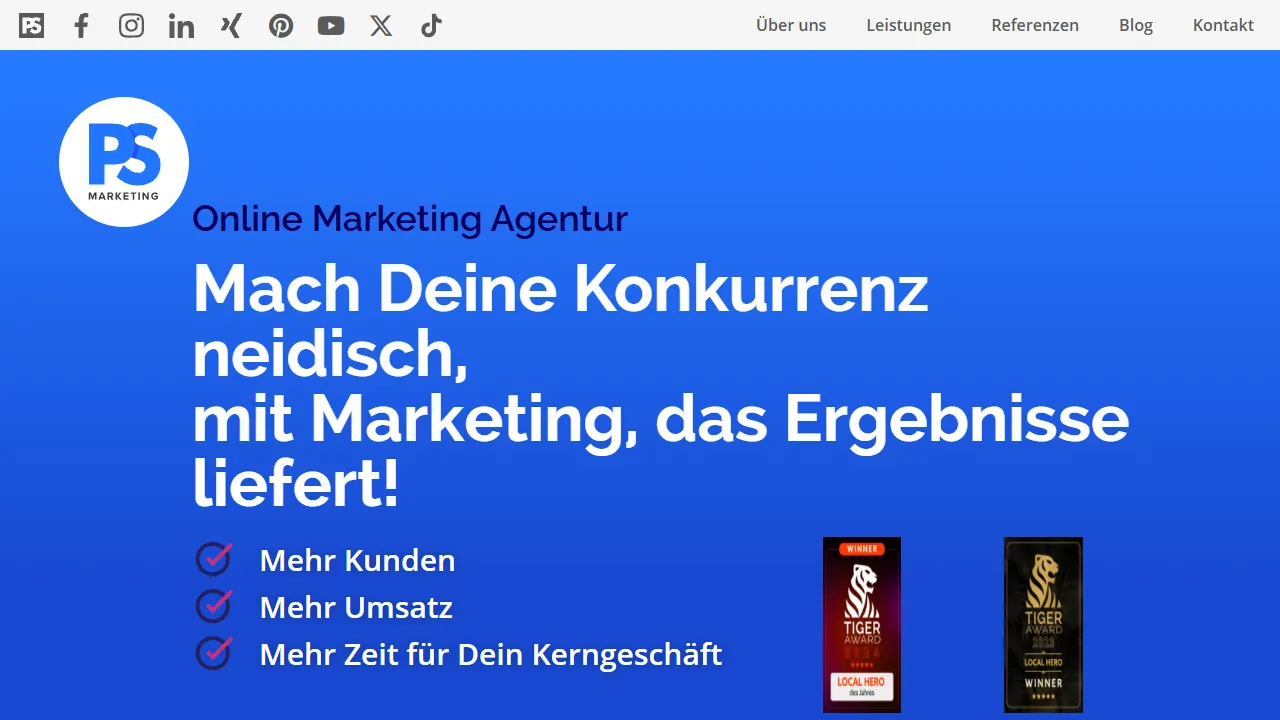 Screenshot of PS Marketing GmbH Köln | Online Marketing Agentur