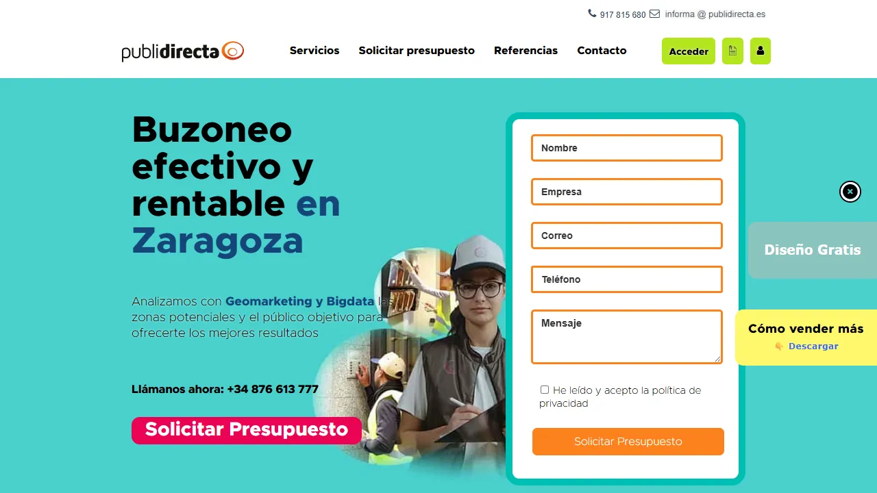 Screenshot of Publidirecta Buzoneo Zaragoza