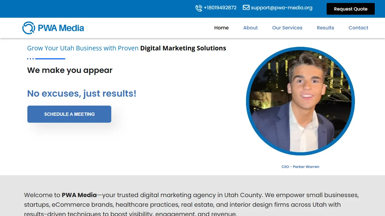 Screenshot of PWA Media (Salt Lake City SEO Company)