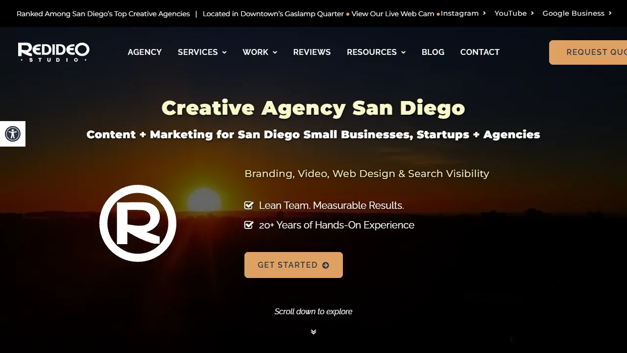 Screenshot of Redideo Studio - Creative Agency San Diego