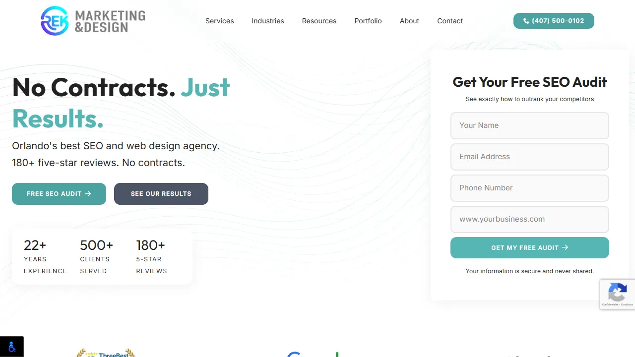 Screenshot of REK Marketing and Design
