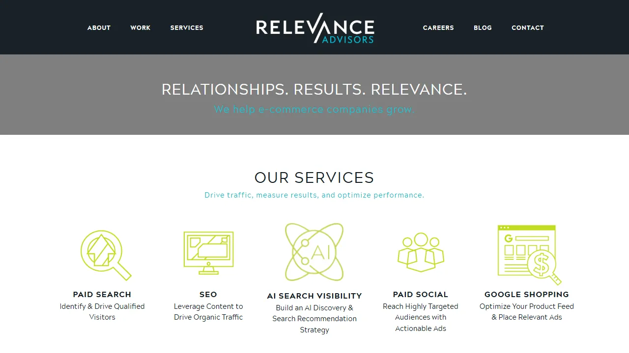 Screenshot of Relevance Advisors