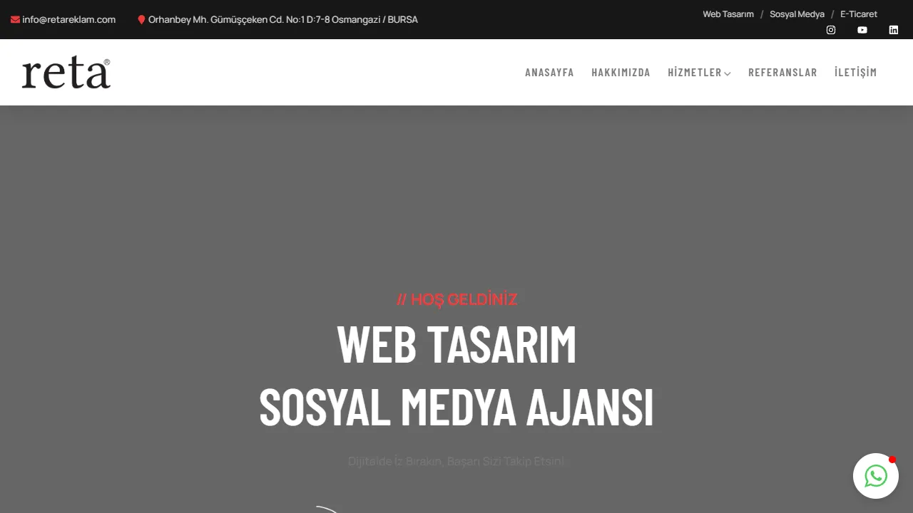 Screenshot of Reta Reklam Web Tasarım Sosyal Medya Ajansı