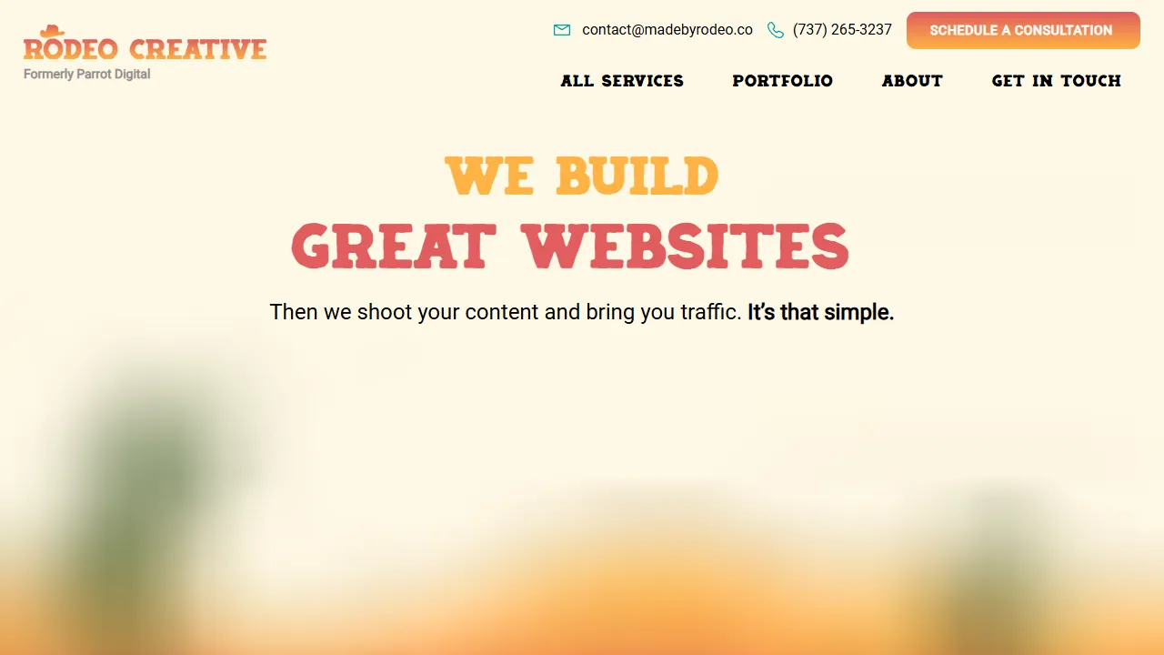 Screenshot of Rodeo Creative (formerly Parrot Digital)