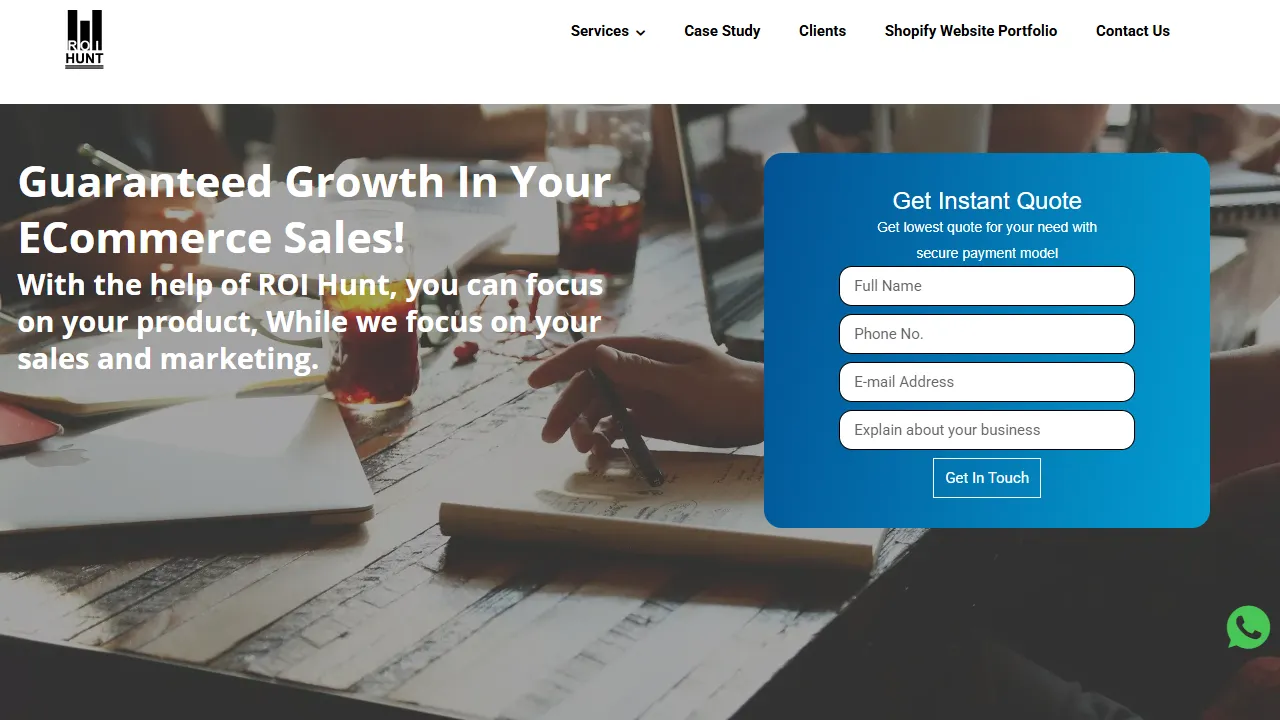 Screenshot of ROI Hunt - Performance Marketing Company