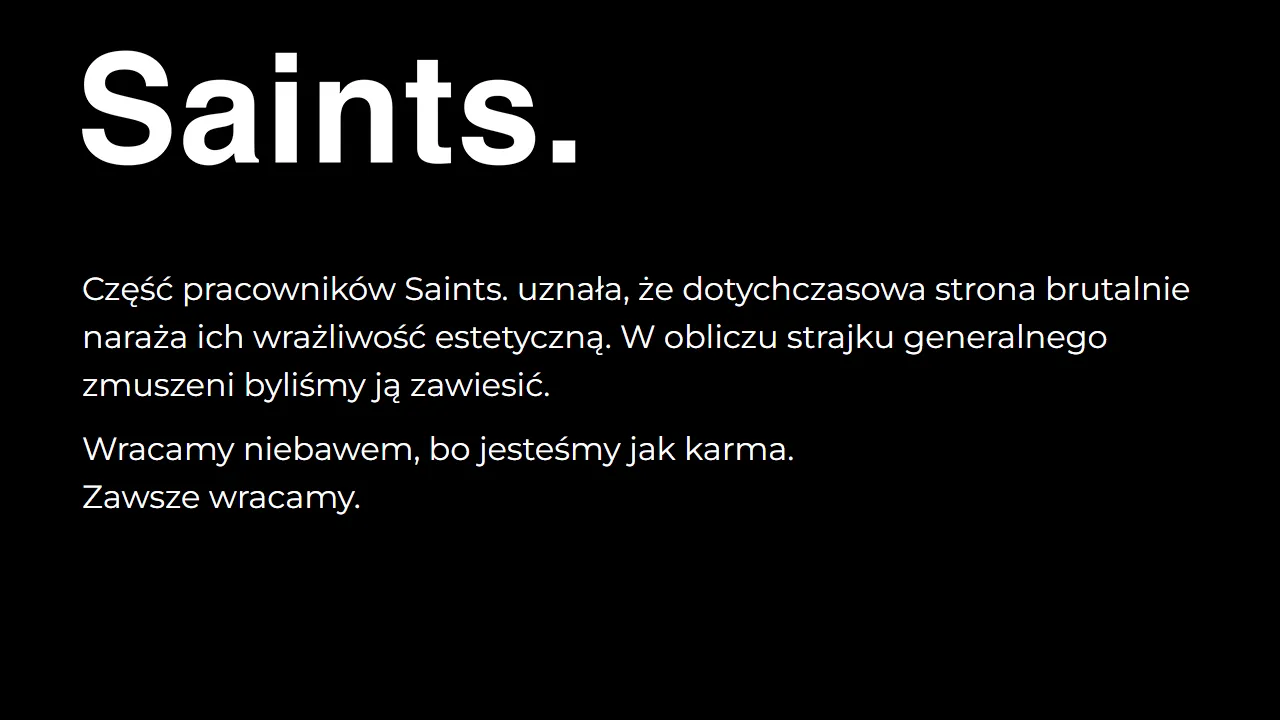 Screenshot of Saints. Copywriting & The Advertising Orchestra