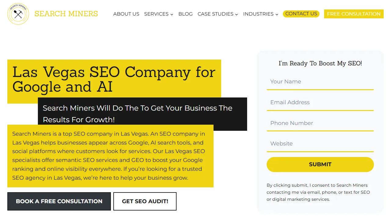 Screenshot of Search Miners | Las Vegas SEO Company