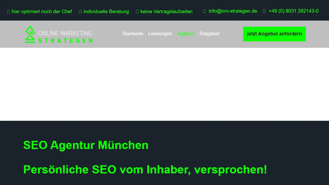 Screenshot of SEO Agentur München - Onlinemarketing-Strategen.de