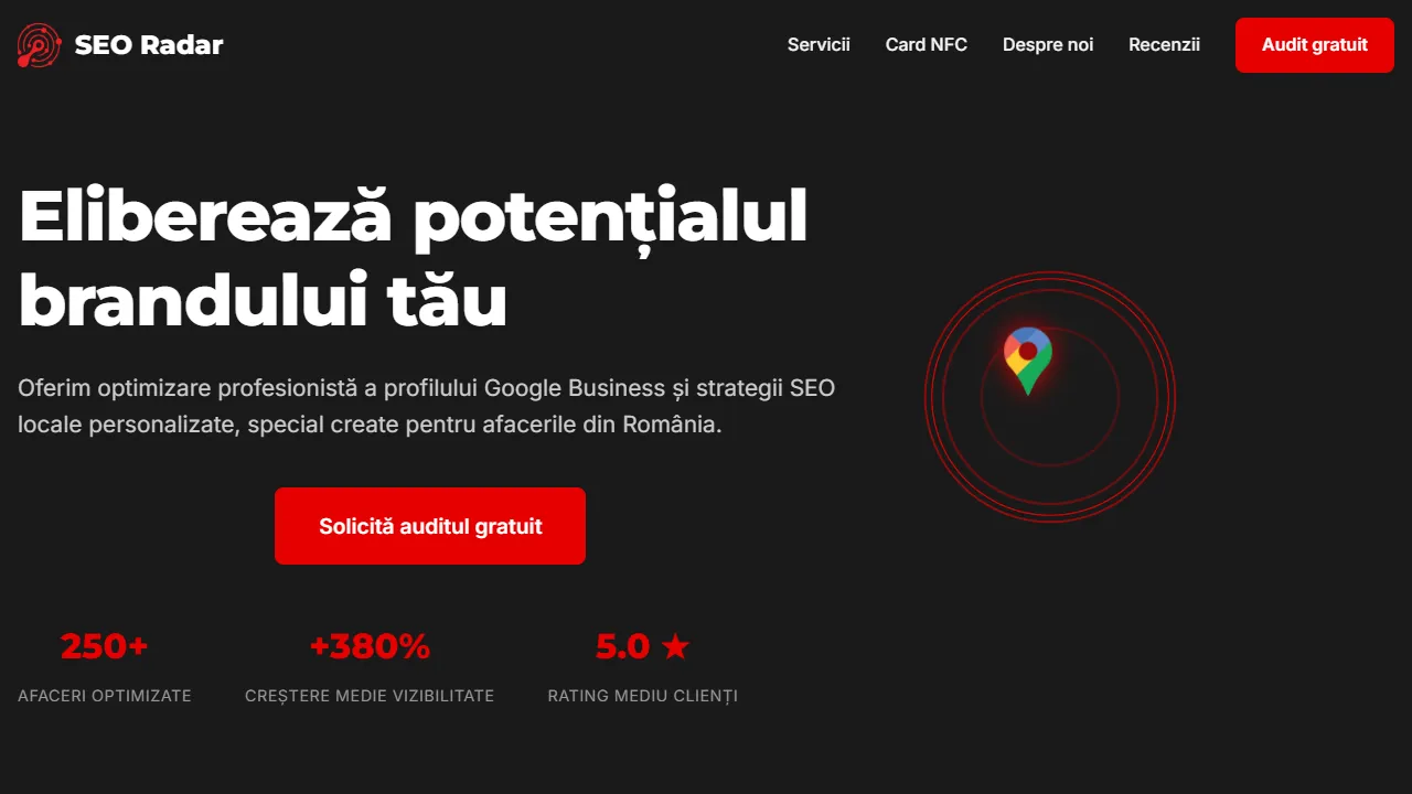 Screenshot of SEO Radar - Agenție servicii SEO București