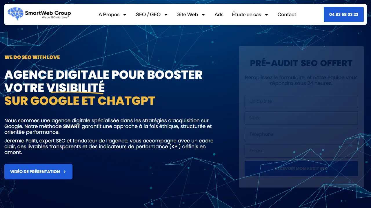 Screenshot of SmartWeb : Agence SEO Cannes