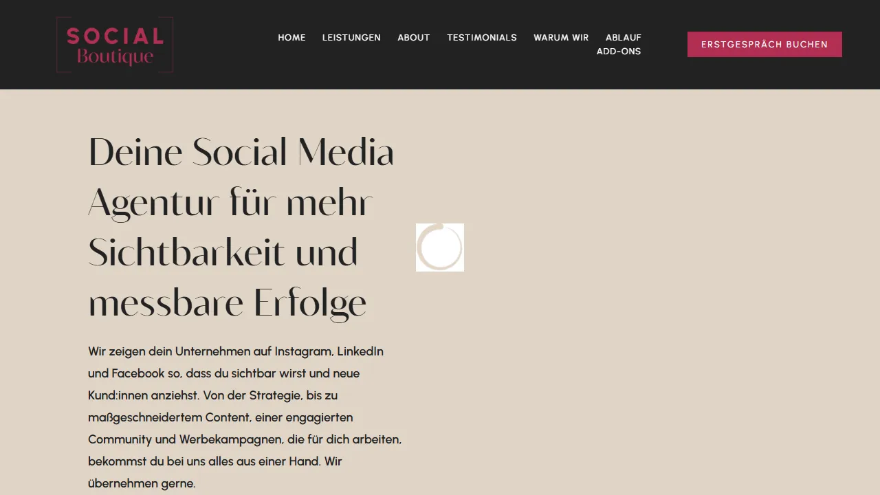 Screenshot of Social Boutique - Social Media Agentur für Hotels & KMUs