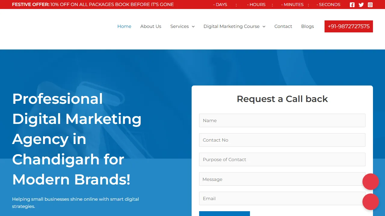 Screenshot of Speedy Clicks – Digital Marketing Agency and Podcast Studio in Chandigarh