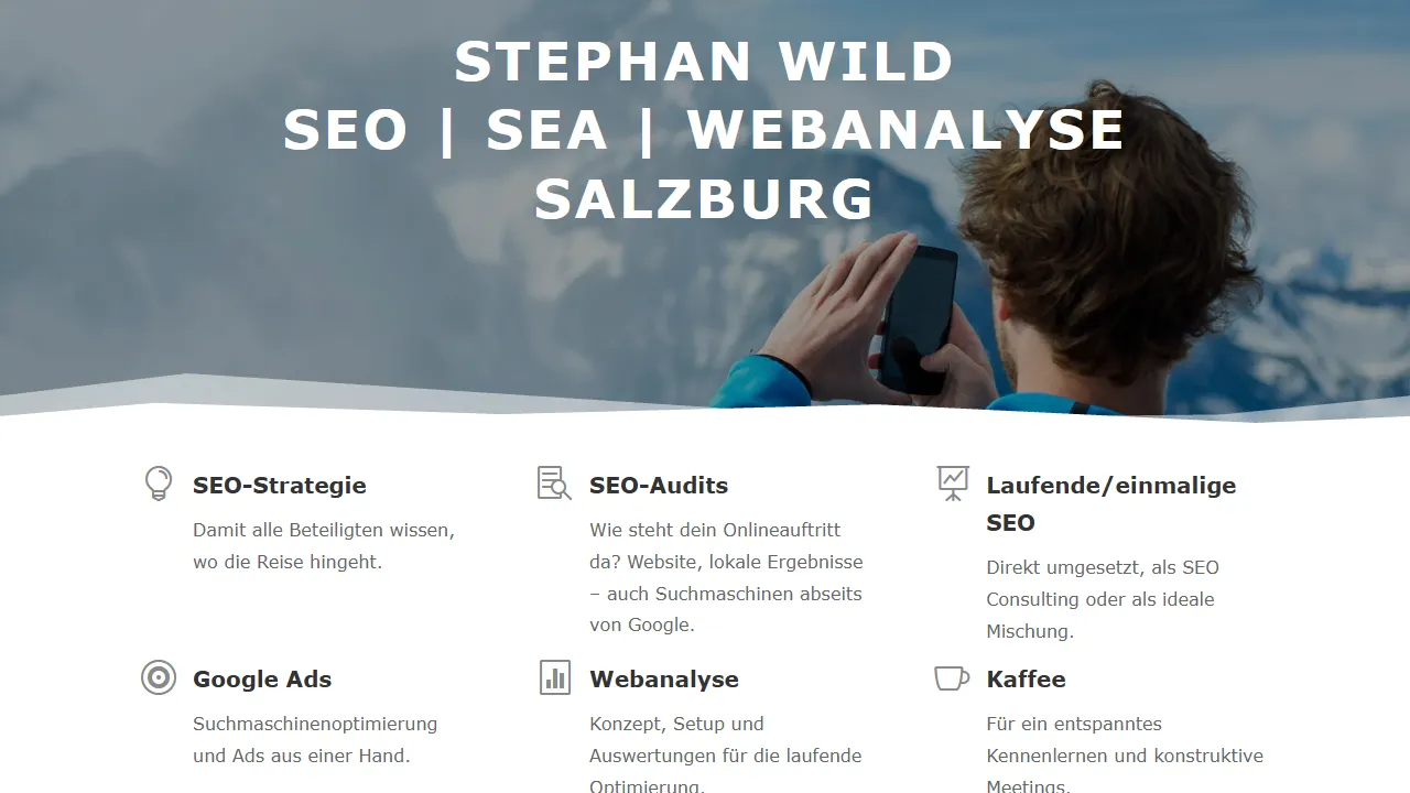 Screenshot of Stephan Wild - SEO & SEA Agentur Salzburg