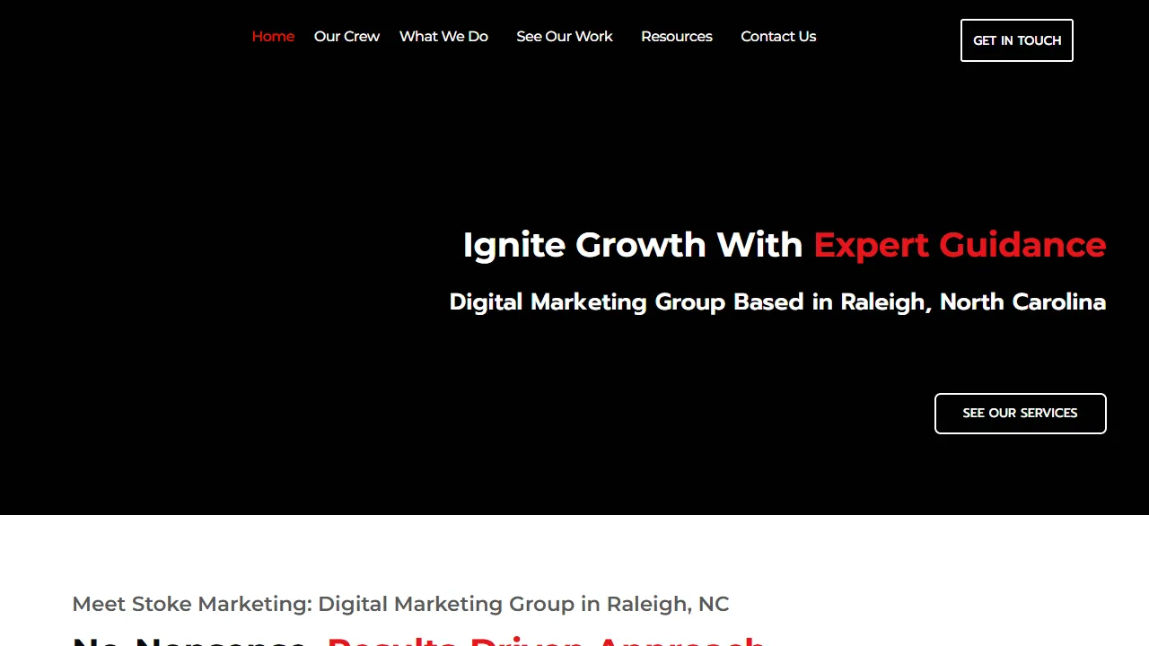 Screenshot of Stoke Marketing