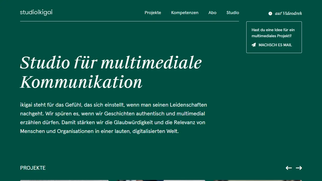 Screenshot of studio ikigai – Agentur für multimediale Kommunikation