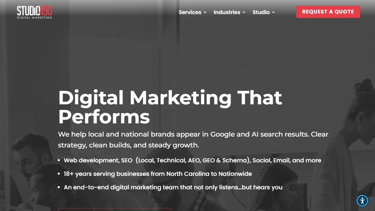 Screenshot of Studio490 Digital Marketing