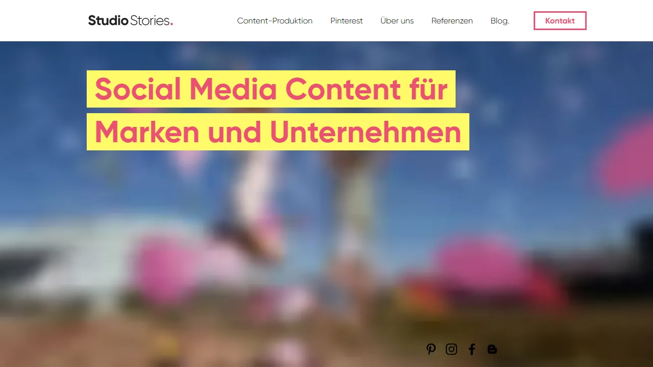 Screenshot of StudioStories. Creative Content