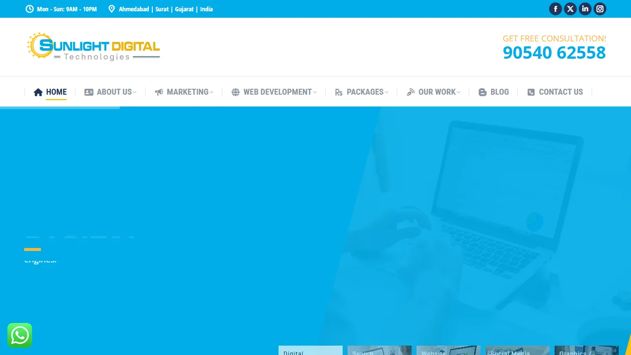 Screenshot of Sunlight Digital - Digital Marketing Ahmedabad, Website Design, SEO Agency