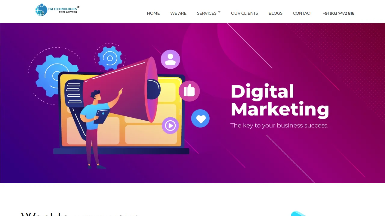 Screenshot of TGI Technologies digital marketing kerala