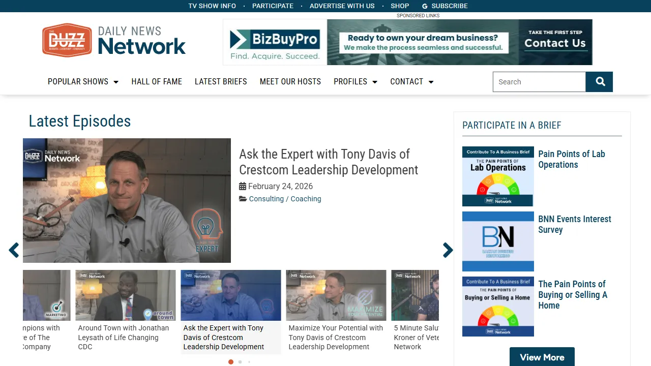 Screenshot of The Buzz Daily News Network