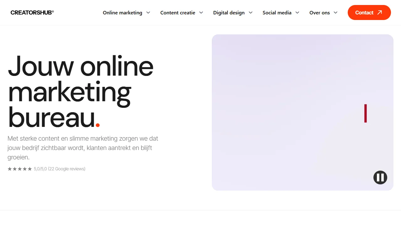 Screenshot of The Creators Hub - Online marketing bureau Eindhoven