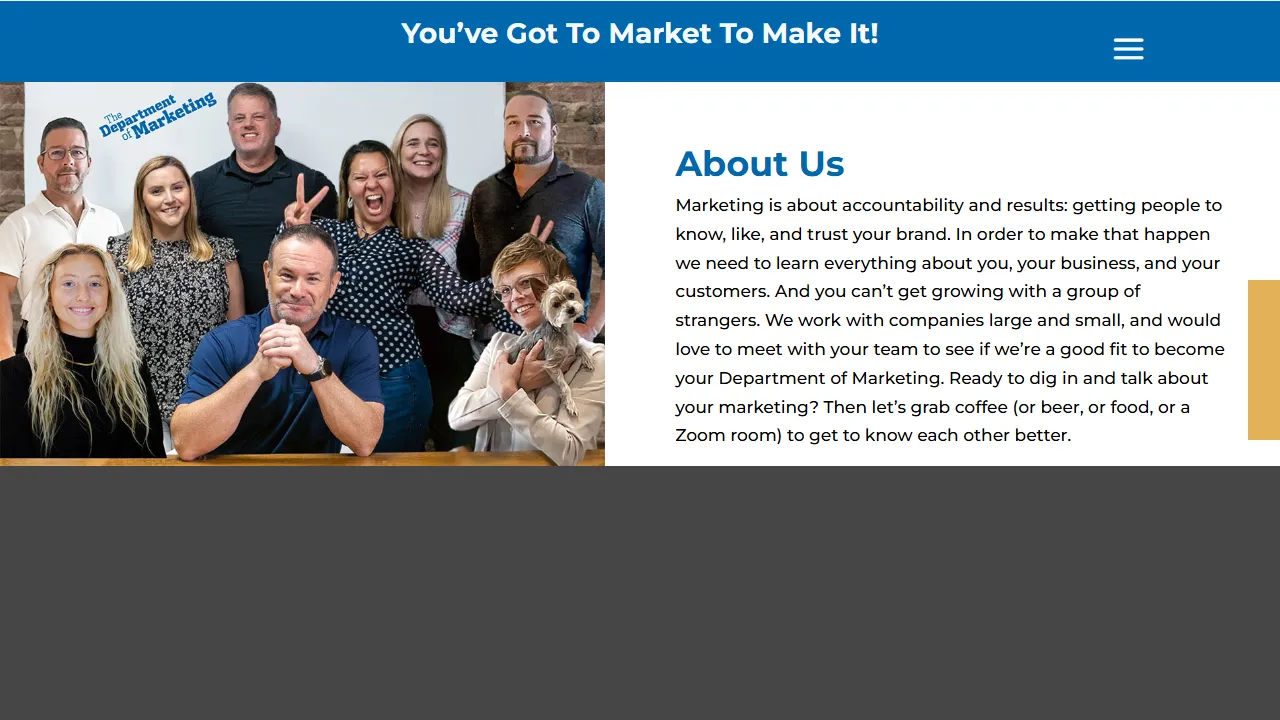 Screenshot of The Department of Marketing