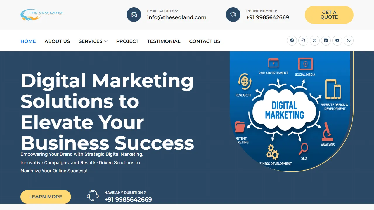 Screenshot of THE SEO LAND – Digital Marketing, Local SEO, SEO, PPC/AdWords, Social Media, Graphic Design, Web Development, ORM Bangalore