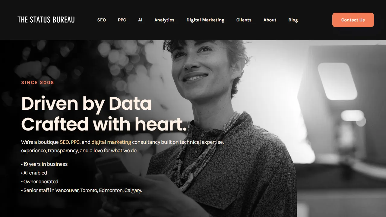 Screenshot of The Status Bureau Digital Marketing + SEO Agency