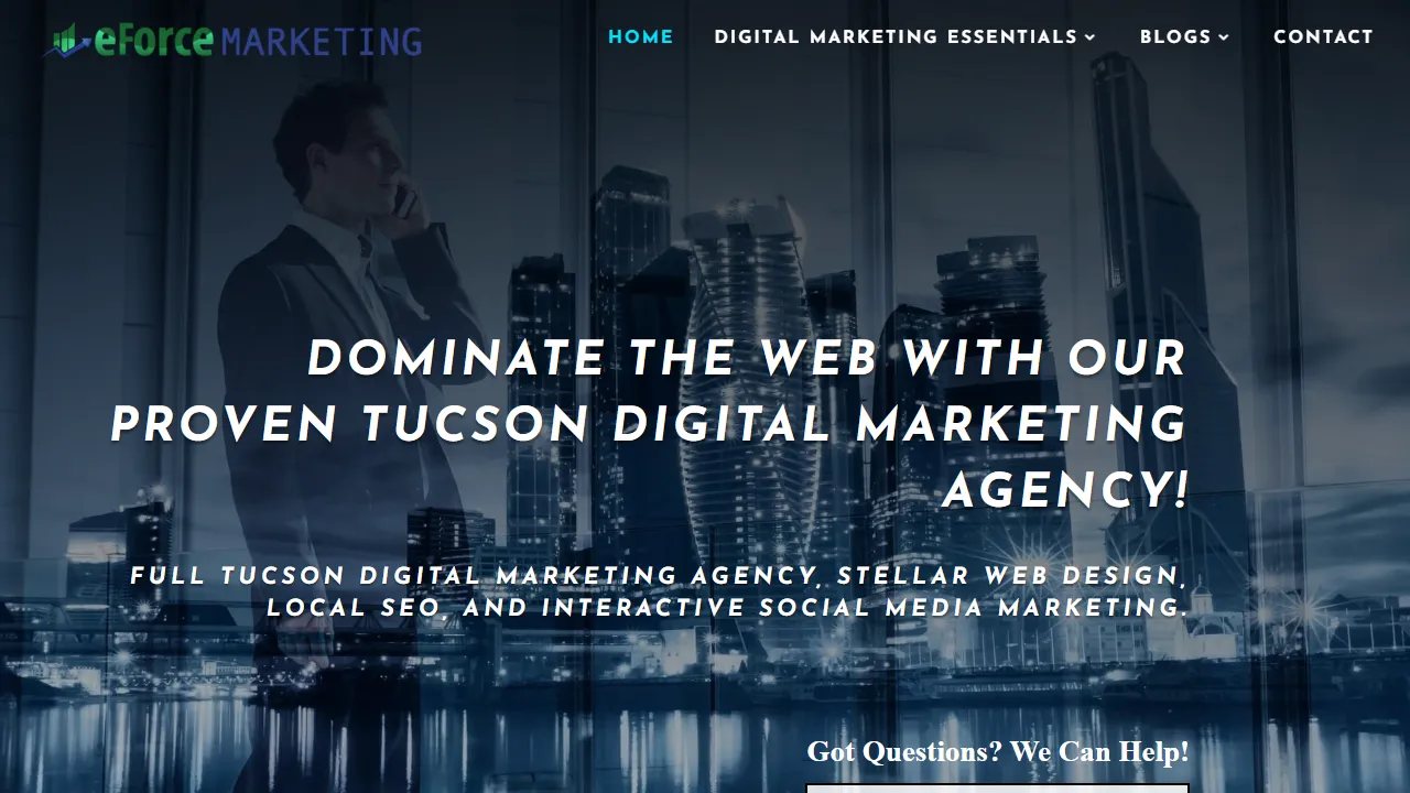 Screenshot of Tucson Digital Marketing, eForce Marketing | Web Design | SEO | Social Media Management
