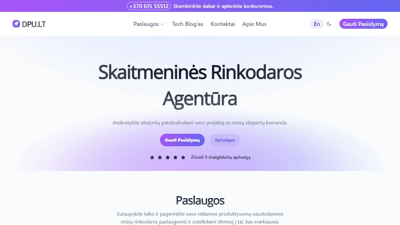 Screenshot of UAB "DPU systems"