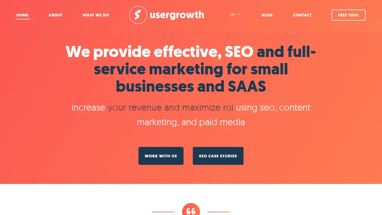 Screenshot of User Growth - Content Marketing, SEO, and Paid Media Agency