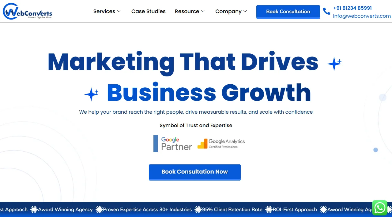 Screenshot of Web Converts - Best Digital Marketing Agency in Bangalore