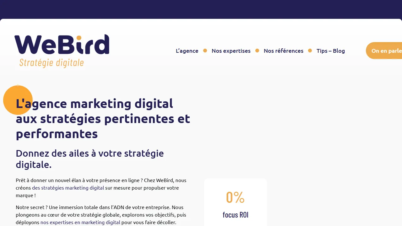 Screenshot of WeBird - Agence marketing digital - SEA, SEO et Analytics