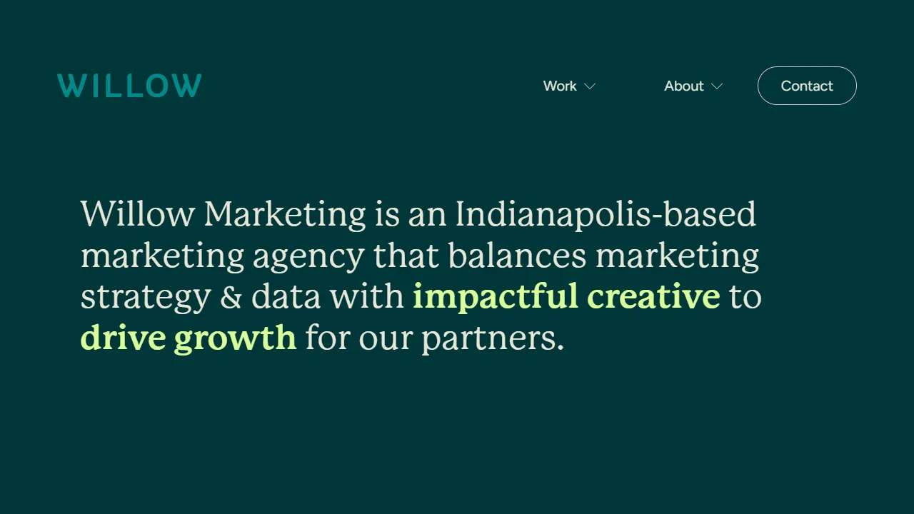 Screenshot of Willow Marketing