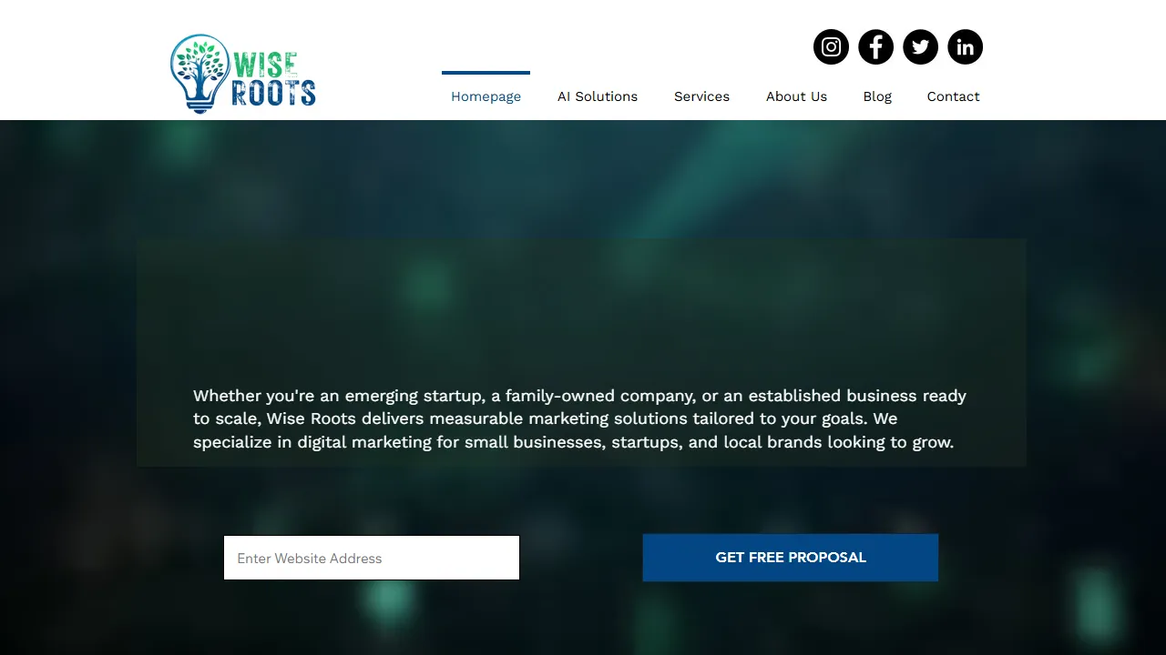 Screenshot of Wise Roots Marketing Agency