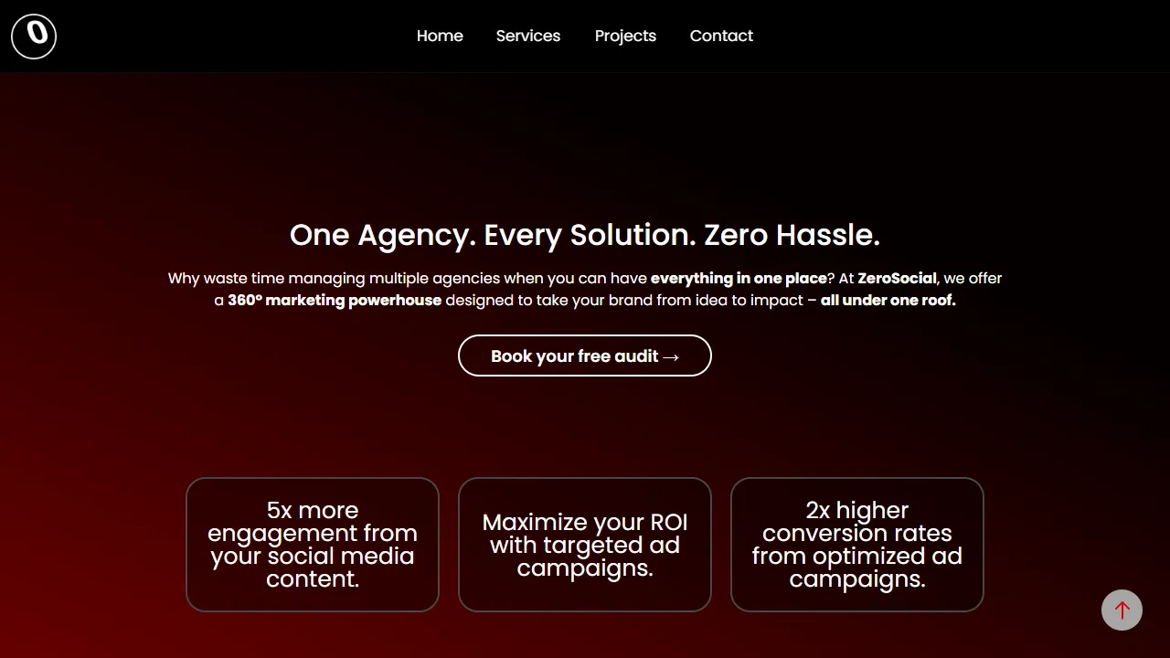 Screenshot of Zero Social Marketing Agency